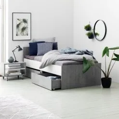 Sängram BILLUND 90x200 Vit/betong 12 Sängram BILLUND 90x200 Vit/betong -Sovrum affär 100514