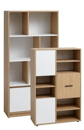 Bokhylla BILLUND 3 Dörrar Vit/ek 6 Bokhylla BILLUND 3 Dörrar Vit/ek - Bild 4