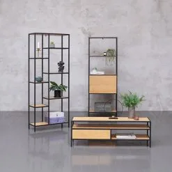 Hyllenhet TRAPPEDAL 2 Lådor Ek/svart -Sovrum affär 132282 1