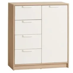 Byrå JENSLEV 4 Lådor 1 Dörr Ek/vit