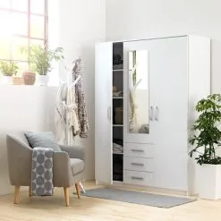 JYSK Internal Garderob VELLERUP 151x200 Kombi Vit -Sovrum affär 73098