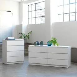 JYSK Internal Byrå LIMFJORDEN 3+3 Lådor Vit -Sovrum affär 85055