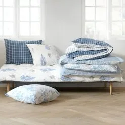 KRONBORG Påslakanset KARIN Percale 150x210 Vit/blå -Sovrum affär 91342